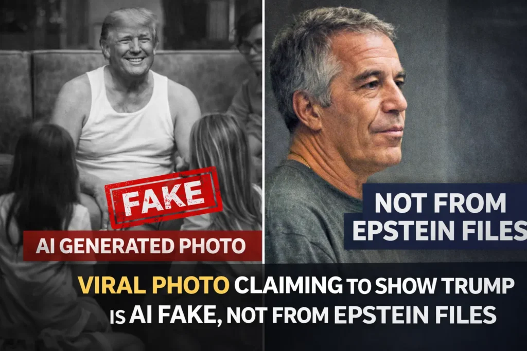 Viral Photo Claiming to Show Trump With Girls Is AI Fake, Not From Epstein Files